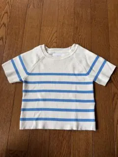 ZARA ボーダー　水色　半袖　カットソー　120cm