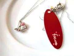 ネックレス　ミニハート薔薇型チャーム ネックレス