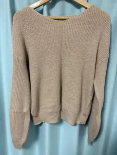 E hyphen world gallery ピンクベージュニット長袖セーター