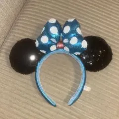 ミニーマウス風カチューシャ 青・黒・白水玉