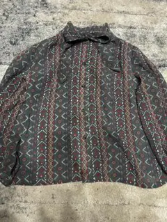 00's vintage レトロ柄 ボウタイ付き 長袖ブラウス