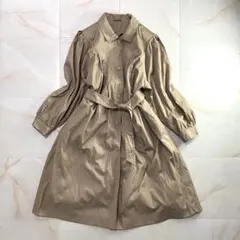 希少　ライナー付き　トレンチコート　ロング丈　グレー　Ｍ　チェック柄　カジュアル