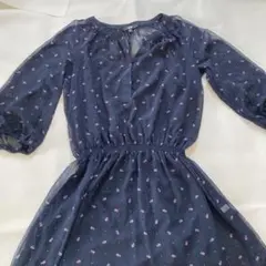 UNIQLO ユニクロ　ネイビー 花柄 ワンピース M