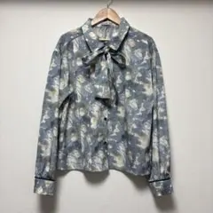 NICOLE CLUB ブラウス/シャツ ボウタイ付きアシンメトリー柄シャツ