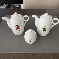 人形イラスト付き陶器調味料入セット(1038)
