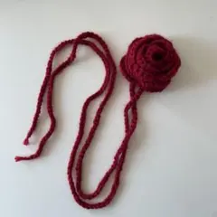 ハンドメイド 赤い花 チョーカー