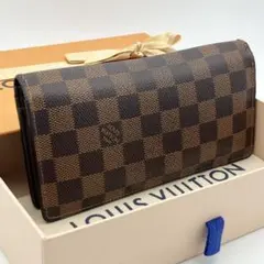 外装未使用級 ルイヴィトン ダミエ ポルトモネビエ トレゾール 折り