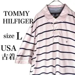 トミーヒルフィガー US古着 ポロシャツ クラシックフィット ピンク L