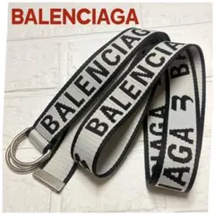 【美品】BALENCIAGA ジャガードロゴ Dリング ウェビング ベルト ❤︎