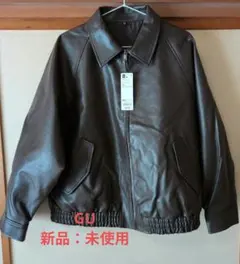 GUフェイクレザーハリントンジャケット