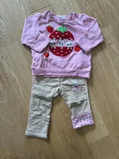 ミキハウス　トレーナー　イチゴとうさこ　刺繍のセット 80cm