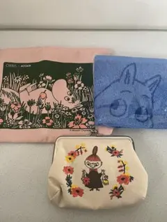 ムーミン 花柄ポーチ&ハンドタオル& リトルミィがま口ポーチ3点セットのサムネイル