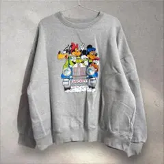 韓国ディズニー ミッキー＆フレンズ プリント裏起毛スウェット/トレーナー グレー
