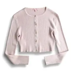 TOCCA 微ラメ入りシルクニット リブ編みカーディガン ストーンボタン