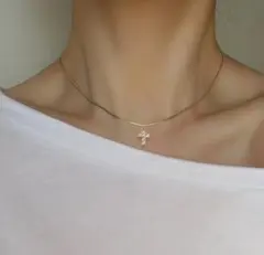 サージカルステンレスネックレス 人気上位✨czダイヤクロス1mmスネークチェーン