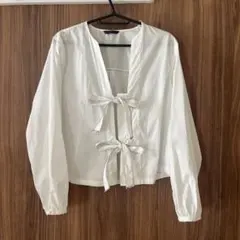 ZARA リボン付きホワイトシャツ 長袖