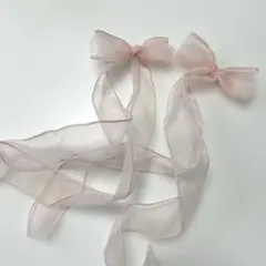リボン　ピンク　ヘアセット
