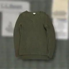 j*1様 エルエルビーン コットン V ネック ニット カーキ S
