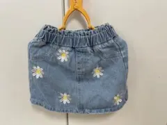 SHEIN デニムスカート 4Y 花柄刺繍 デイジー