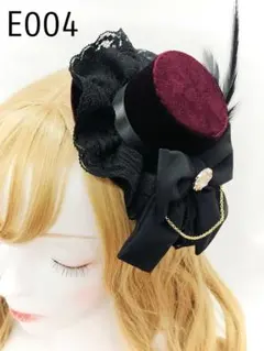 【匿名配送】 ミニハット ゴスロリ ロリータ 羽根 フリル ヘッドドレス 帽子