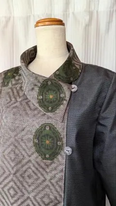 No248大島紬着物リメイク 本場奄美大島龍郷柄と亀甲大島紬２種使い 被りタイプ