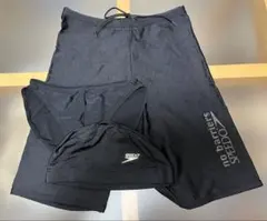 スピードSPEEDO 3点セット メンズ 水着Lインナーパンツ　キャップ 黒