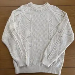 アダムエロペ　ニット　セーター　ケーブル　ホワイト　アイボリー　オフホワイト