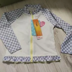 未使用新品タグ付　110cm女児　女の子水着UVケア ラッシュガード フリル付き