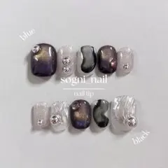 ［63］ネイルチップ　ニュアンスネイル　モノトーン　マグネットネイル　個性派