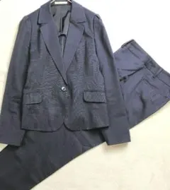 洗える✨アオキ レミュー パンツセットアップ ネイビーチェック 13号 LL