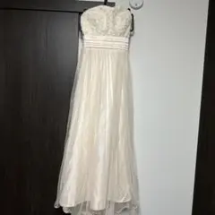 アイボリー ストラップレス ロングドレス ウェディング