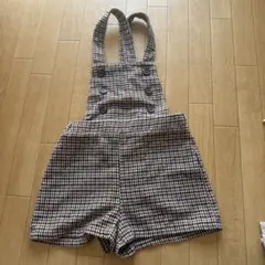 125 130 チェック柄 オーバーオール キッズ　SHEIN サロペット　春