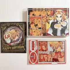 鬼滅の刃 バースデー缶バッジ アクリルブロック 名場面ジオラマフィギュア 煉獄