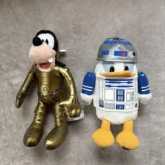 ディズニー　スターウォーズ　ドナルド　グーフィー　ぬいぐるみバッジセット