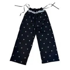 【美品】ENLIFリボン柄 ワイドパンツ ブラック