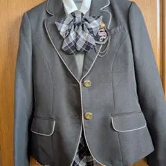 フォーマルジャケット グレー チェック柄リボン付き160センチ