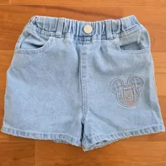 ミッキーマウス刺繍ハーフパンツライトブルー