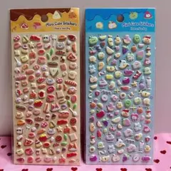 ★匿名配送★小さなぷくぷくシール ２枚セット　パン 果物　ピザ　可愛い　ミニ