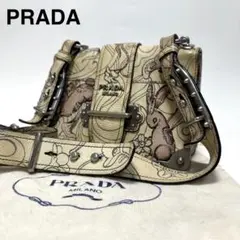 良品 プラダ エティケット ラビットプリント うさぎ ショルダーバッグ 