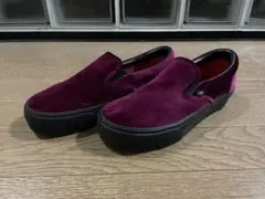vans スリッポン バンズ レディース スニーカー 赤 ベロア ローカット