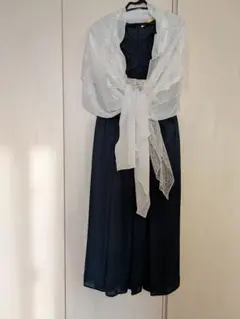 ネイビー レース付きドレスとショールセット