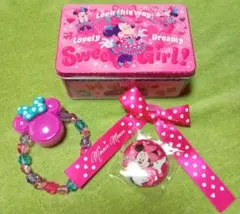 【送料込】ディズニー　パルパルーザ　ミニー　ブレスレット　空缶　缶バッジセット