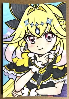 名探偵プリキュア　キュアアルカナ・シャドウ　手描きイラスト　ファンアート