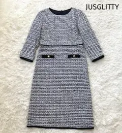 JUSGLITTY ジャスグリッティー　極美品　ツイードAラインワンピース　2