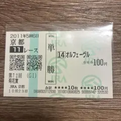 【現地購入　匿名発送】JRA 第72回 菊花賞 オルフェーヴル 単勝馬券
