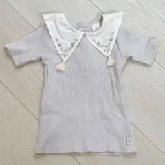 Cottoli 襟付きストライプTシャツ 80cm