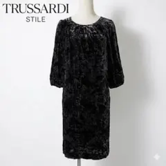 TRUSSARDI トラサルディ ベルベット風ワンピース 黒 M フォーマル