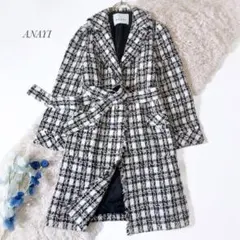 極美品ꕥアナイ 現行タグ チェックツイード ベルテッドコート 日本製 40のサムネイル