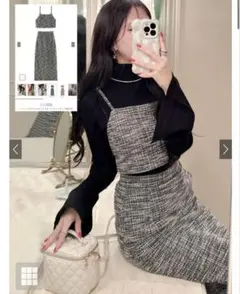 GRL ツイードビスチェメタイトスカートセットアップ ［sm73］