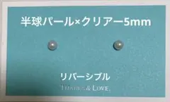 マグネットイヤリング リバーシブル 半球パール5mm×クリアー